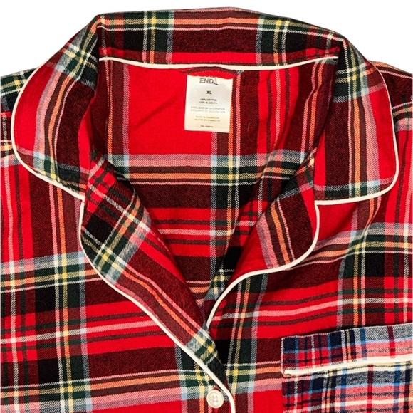 Lands' End Flannel Pajama Set Pants Top Cotton Soft Red Plaid PJs Ladies XL - Picture 10 of 10